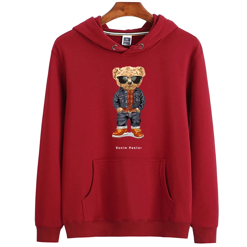 Fashion Creative Gentleman Teddy Bear Sweatshirt Autumn/Winter Thickening Plus-size Men and Women Hoodies Lovers Hoodie S-4XL trendy hoodies for women