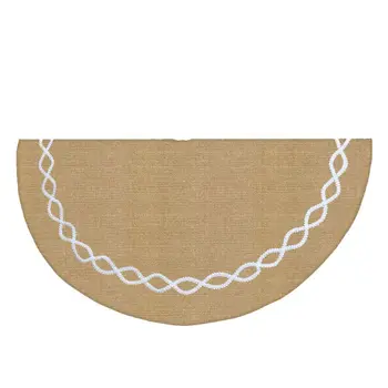 

48 Inch Jute Linen Christmas Tree Skirt Base Floor Mat Cover Ornament for Xmas