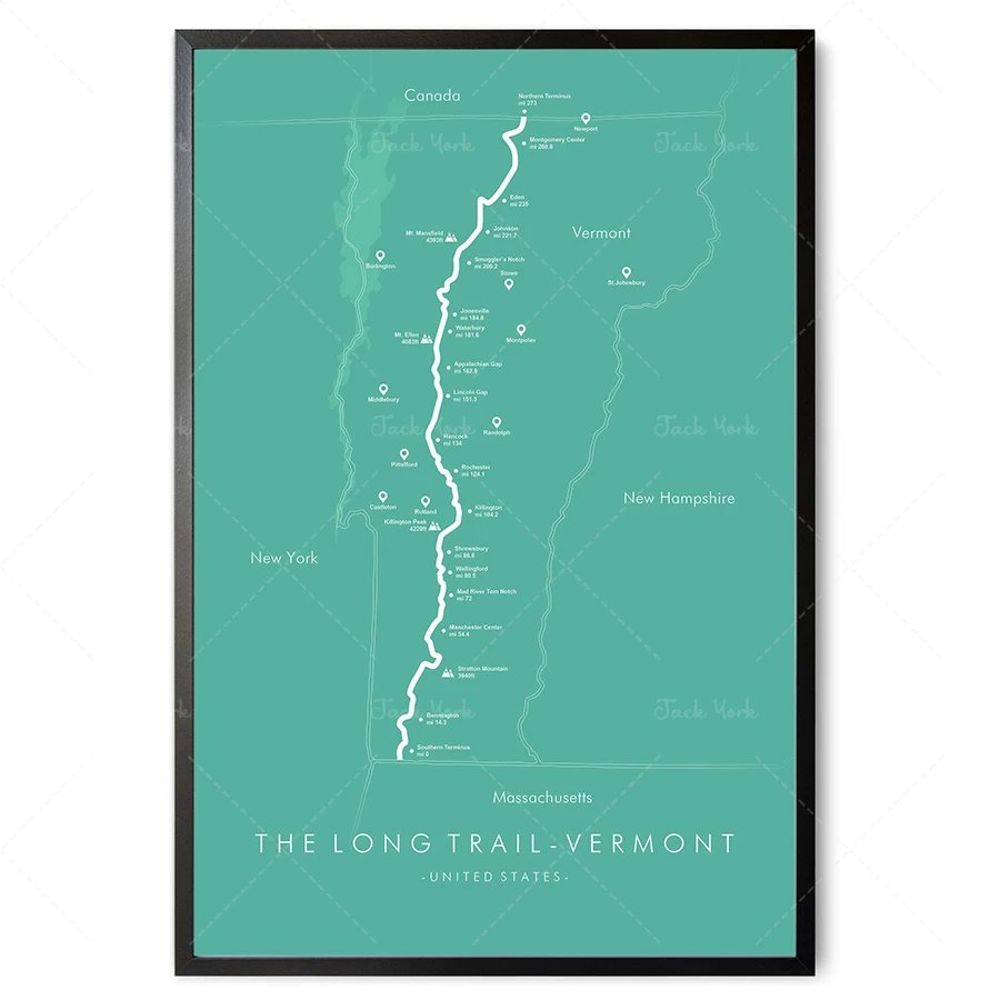Vermont Long Trail Map The Long - Vermont Long Trail Map The Long Trail Map The Long Trail Poster The Long Trail Vermont 