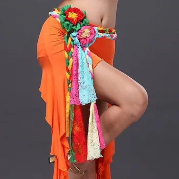 

Belly Dance waist chain hip scarf new high-grade decoration lace flower hand waist scarf lengthening fringe chain wholesale