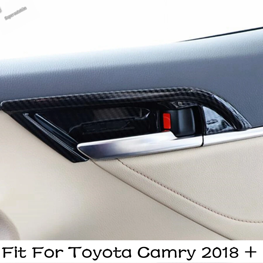 

Inner Door Doorknob Handle Bowl Cover Trim 4PCS Fit For Toyota Camry 2018 - 2022 Matte / Carbon Fiber Look Accessories Interior