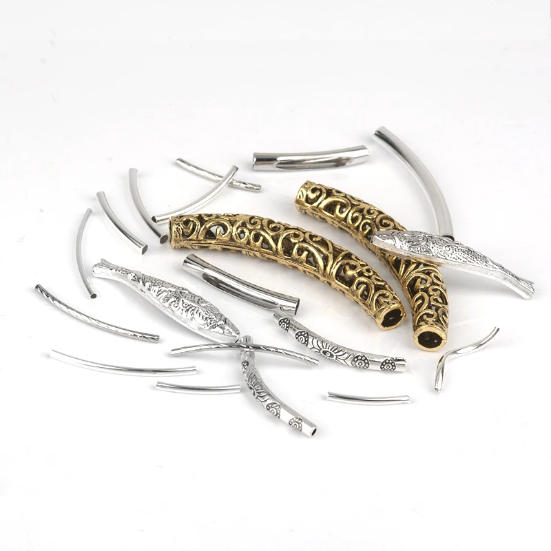 8Seasons Spacer Beads Flower Hollow Curve Tube Silver Color DIY Making Earrings Necklace Fashion Jewelry Findings 5-300PCs