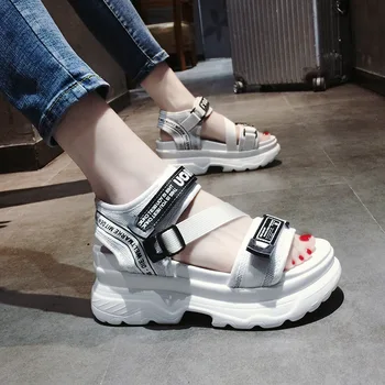

Solid Fashion Sport Platform Women Sandals Ankle Strap Open Toe Beach Ladies Sandals Ankle Strap Outdoor Platform Women Shoes