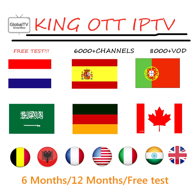 

Europe Nordic KING OTT iptv Subscription for France Spain Portugal Support Adult M3u Enigma2 Smart X96MINI Android TV Box