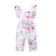 Для маленьких девочек; детская одежда с цветочным рисунком; с рукавами-крылышками, сиамские брюки для девочек топ и штаны, комплекты летней одежды для новорожденных, младенцев, детей, для девочек, Детский костюм, комбинезон От 1 до 5 лет