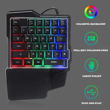 

Ergonomic Multicolor Backlight Gaming Keypad With LED Backlight 35 Keys One-handed Membrane Keyboard Kit Home Office