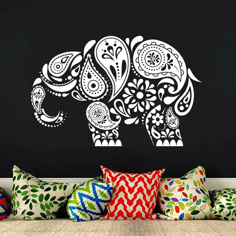 

Creative Design Animal India Elephant Ornament Bohemian Wall Sticker Vinyl Home Deocr For Living Room Bedroom Decals Mural 3A21