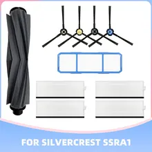 

For Silvercrest SSRA1 Robotic Vacuum Cleaner Spare Parts Main Rubber Rolling Brushes Hepa Filter Strainer Pre-Filter Brush Cover