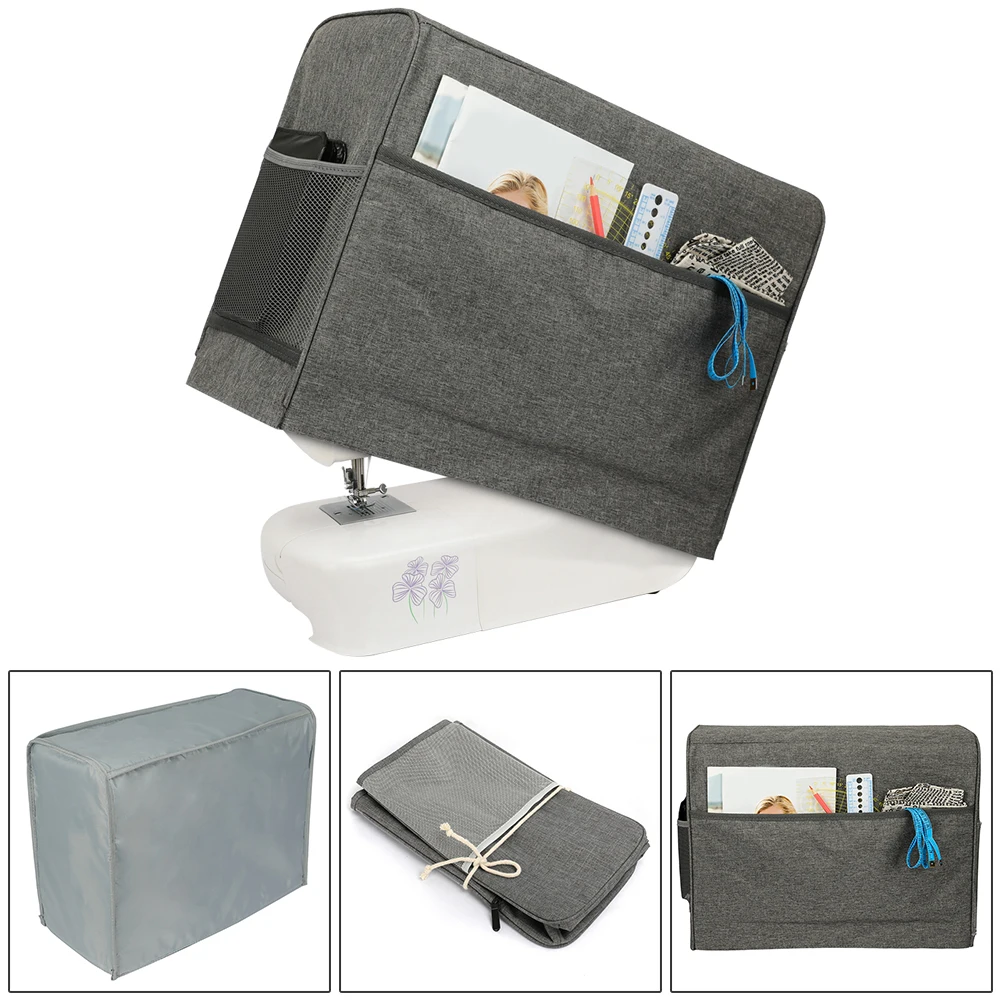 Sewing Storage Bags Quilted Machine Dust Cover Pockets Most Standard Singer Brother Machines Household Sewing Tool Storage Bag - Цвет: gray