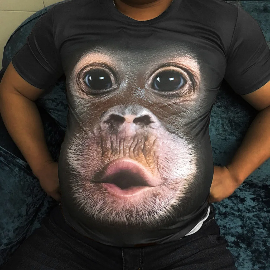 

2020 Men's casual clothing High quality Men Spring Summer 3D Print O-Neck Short Sleeve T Shirt Tops Blouse Chemise Homme#3