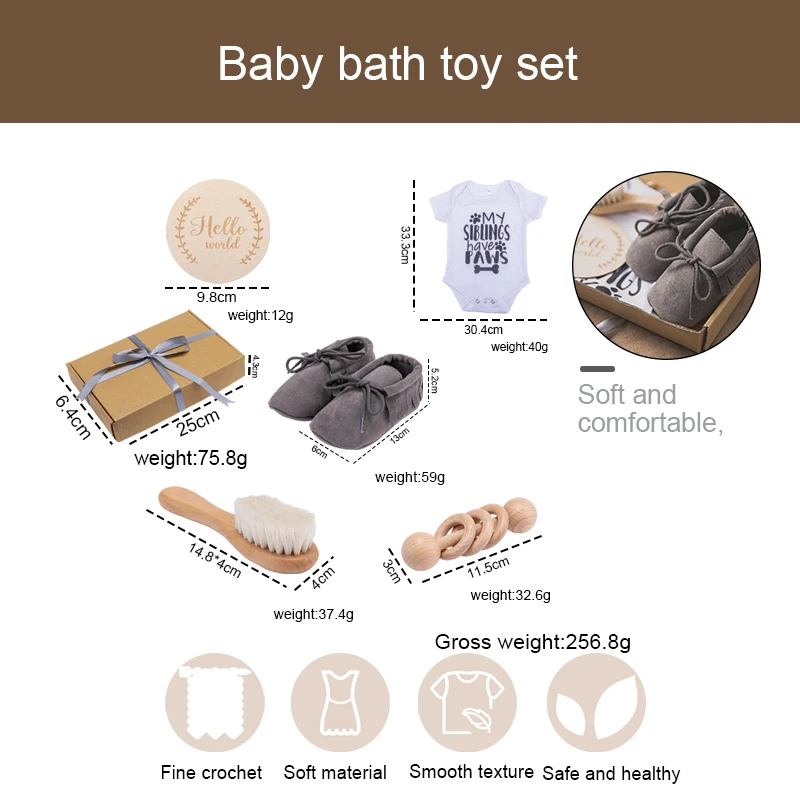 Baby Towel Newborn Bath Toy Set Gifts Box Double Sided Cotton Blanket Wooden Rattle Bracelet Crochet Toys bath towel cotton towel baby towel muslin towel square towel