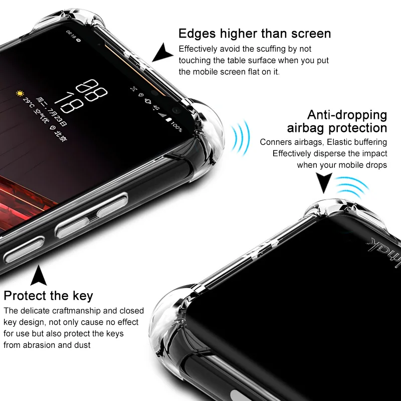 Imak \ Матовый ТПУ Мягкий силиконовый чехол для Asus ROG Phone 2 ZS660KL чехол матовый черный Противоударная подушка безопасности задняя крышка ROG Phone2