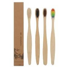 Зубная щетка с бамбуковым углем, 1 шт., экологически чистая щетка с деревянной ручкой для чистки зубов, мягкая щетина, уход за полостью рта, зубная щетка для взрослых