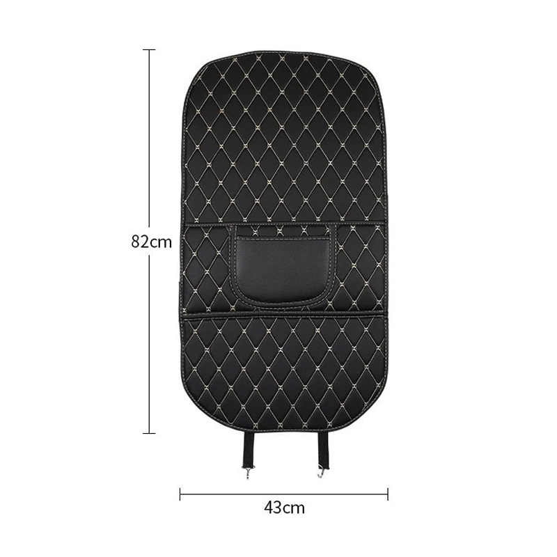 Leather Car Seat Back Protector & Storage Bag - Waterproof Anti-Kick Pad