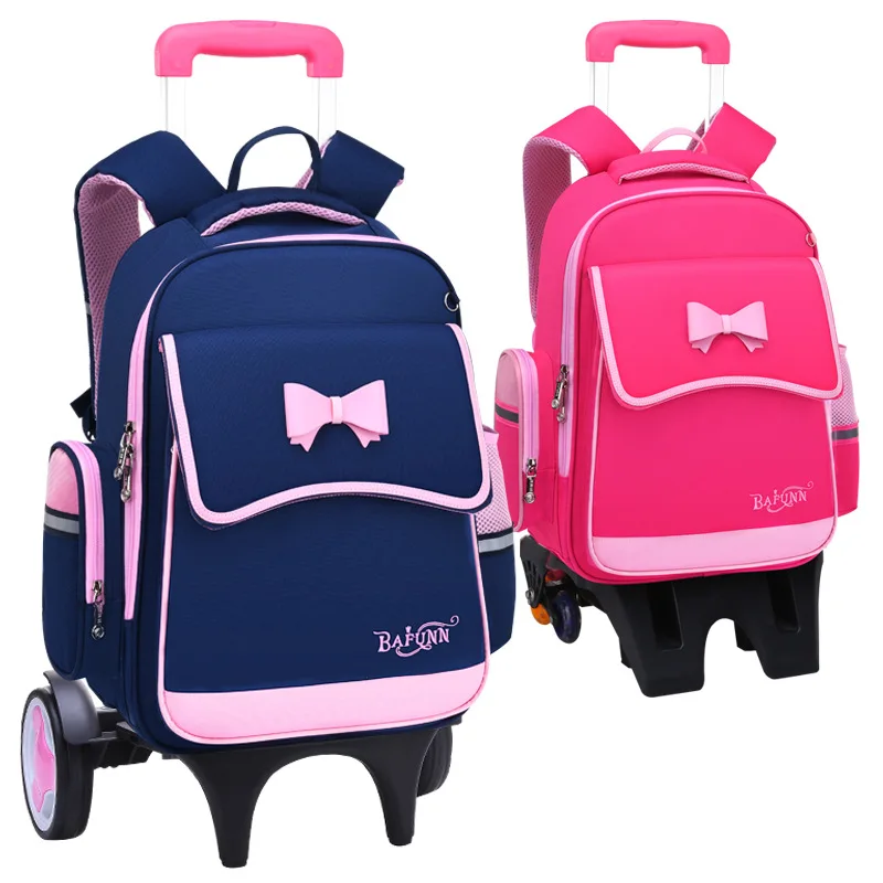 Removable Children School Bags Trolley school Backpack Wheel School