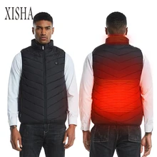 Зимний теплый жилет для мужчин с электрическим подогревом без рукавов, куртка для путешествий, теплый жилет для улицы, жилет для пеших прогулок, обогреватель для мужчин