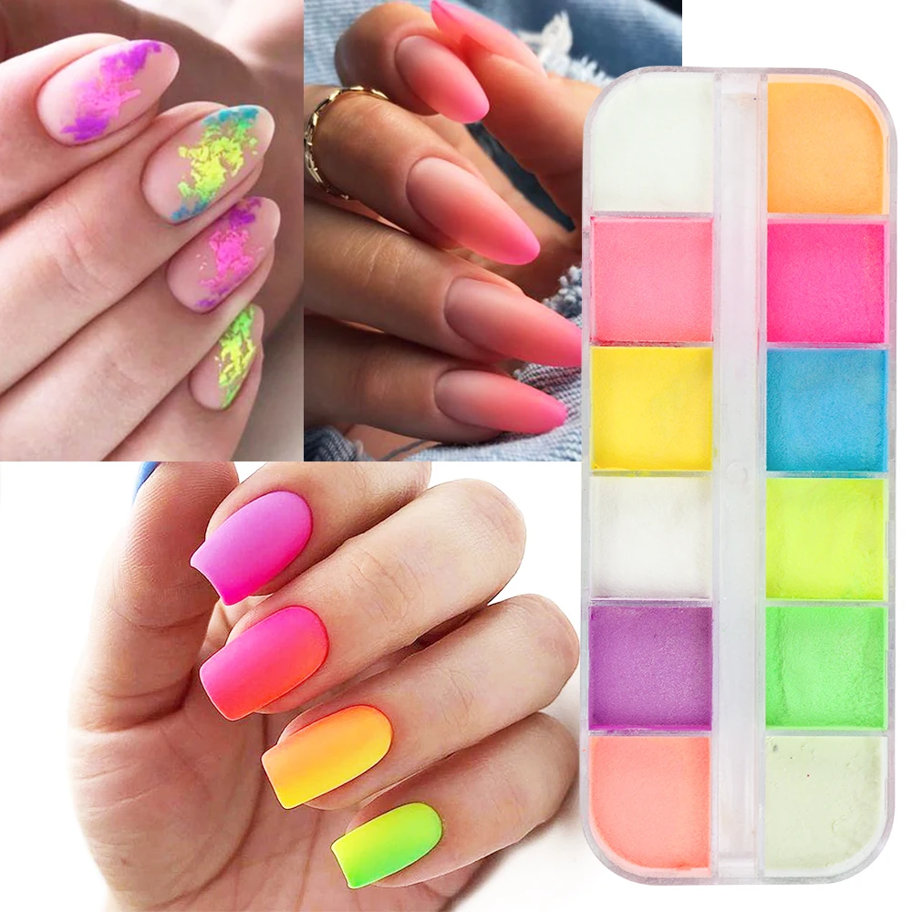 Luminous Nail Powder Glow In Dark Neon Pigment Fluorescent Nail Glitter Reflective Spray Dust Design Decor For Manicure GLYS-1