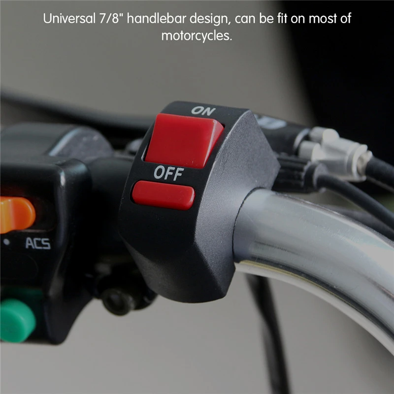 12V Motorcycle Light ON/OFF Switch Button 7/8 Handlebar Connector Universal
