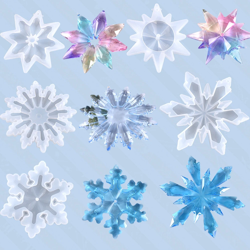 orecchini sottobicchieri ornamenti Pipihome Set di 10 stampi in silicone a forma di fiocco di neve per decorazioni fai da te artigianato collane ciondoli 