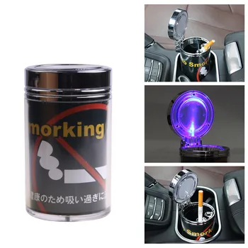 

LED Automobile Ashtray Solar Blue LED High Grade Ash Tray Accesorio Para Automovil Portable Car Ashtray for Car