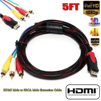 

1.5M HDMI Male to 3RCA Male Extension Cable HDMI to AV Conversion Cable HDMI to VGA Adapter DVD-player Cable Stereo Components