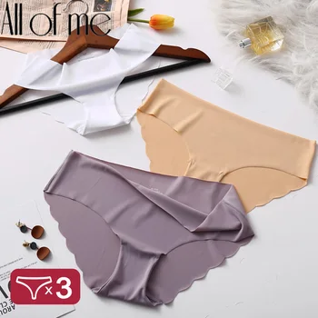 

3PCS/Set Women Seamless Panties Sexy Underwear Female Underpants Intimates Lingerie Low-Rise Briefs Solid Colors Panties