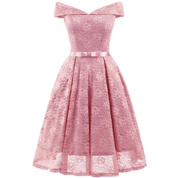

Lace Evening Dress Party Pink Cocktail Bridesmaid Dress Elegant Vestidos de Fiesta Robe de Soiree Abendkleid DN-1603