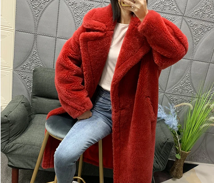 natural sheep fur wool blends women winter coat (13)