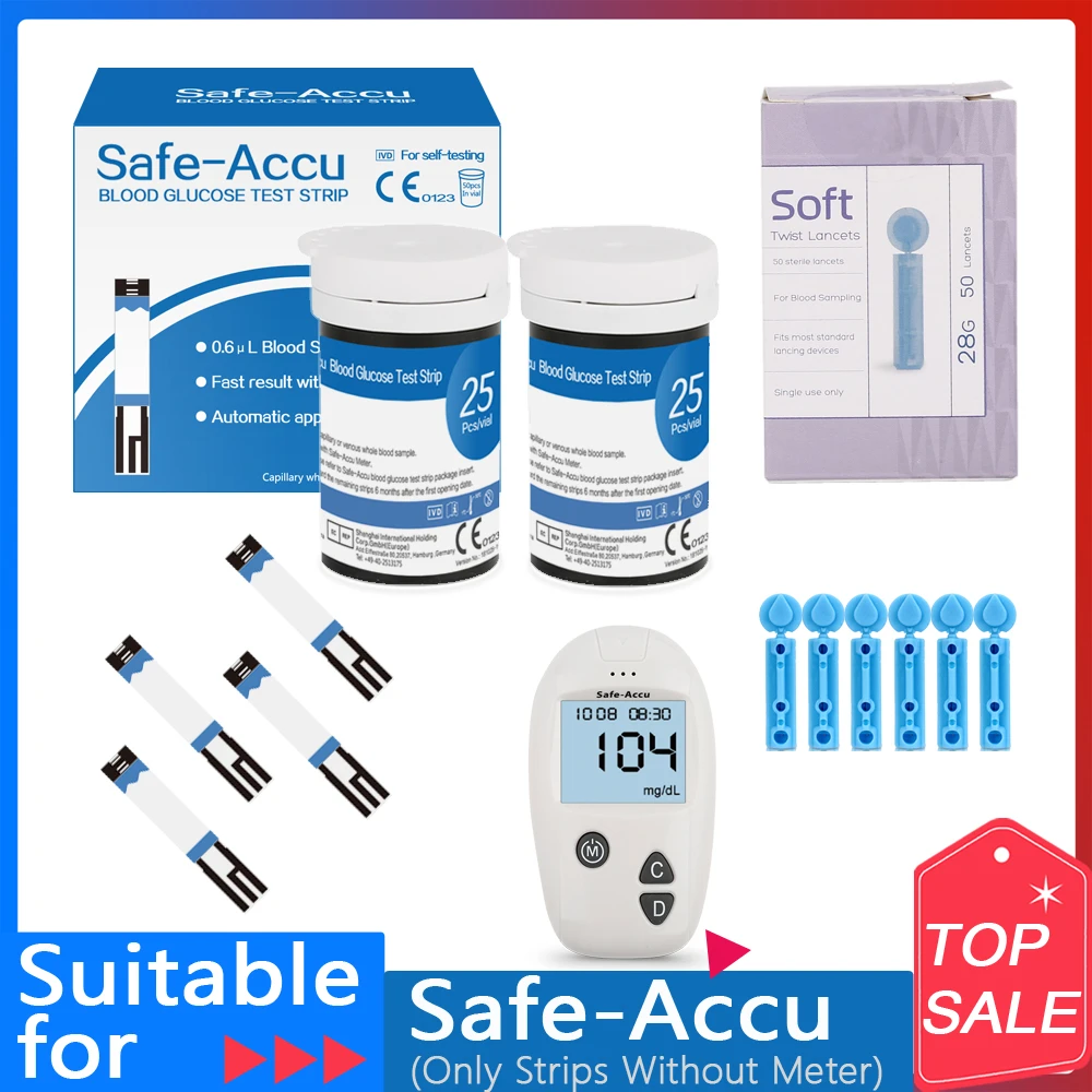 Safe Accu 50/100/200pcs Blood Glucose Test Strips Suitable For Safe Accu With Lancets Blood