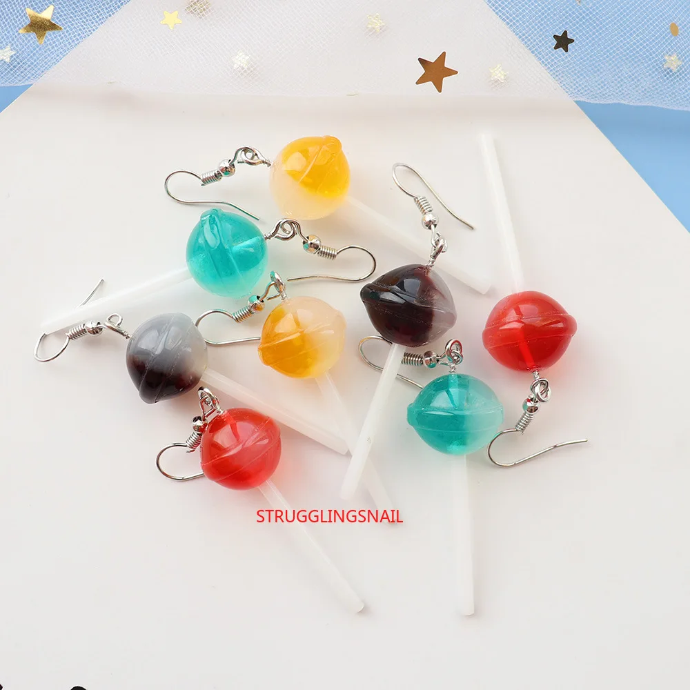 Earring For Women Resin Lollipop Drop Earrings Children Jewelry Custom Made Handmade Cute Girls Cotton Candy Gift | Украшения и