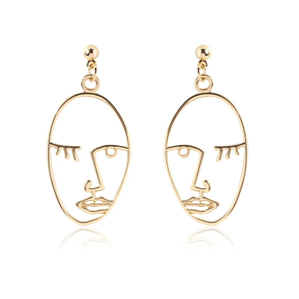 Hollow face earrings deals