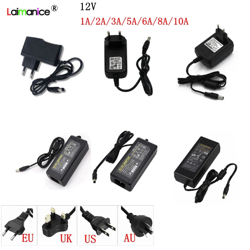 AC 100V - 240V to DC 12V 1A 2A 3A 5A 6A 8A lighting transformers Power Supply Adapter Converter Charger For LED Strip light | Лампы и