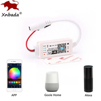 

Mini WIFI WS2811 1903 RGB LED Strip Light Controller Amazon Alexa/Google Phone Smart Voice IOS/Android APP Control DC12-24V