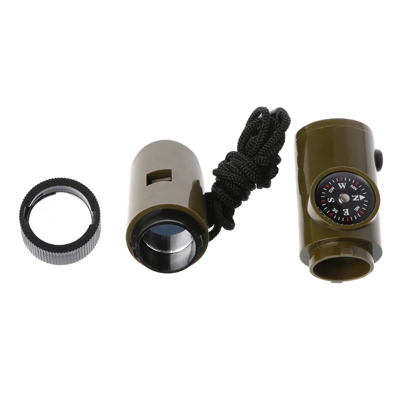 7 in 1 Field Survival Whistle Compass Thermometer Flashlight Magnifier Outdoor 62KF | Спорт и развлечения