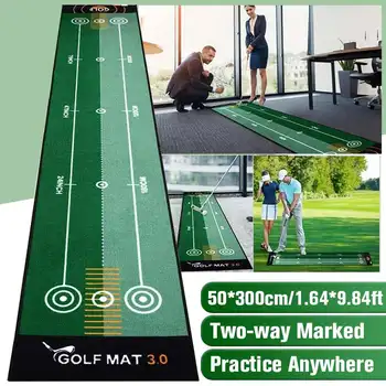 

50x300cm Golf Putting Mat Indoor Two-way Training Putting Ball Pad Green Practice Mat Golf Carpet Washable