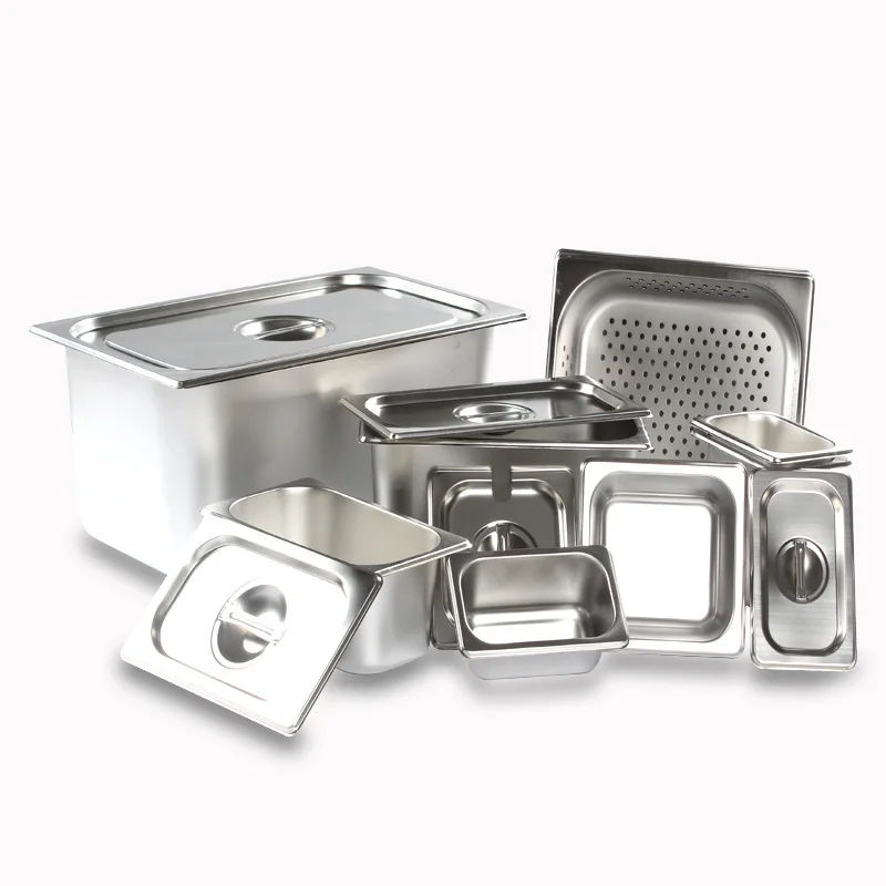 

1/6 Stainless Steel Thick Gastronorm Container 1/9 Fractional Box-Square Dish Hotel Only Thick Gastronom Pans Wholesale