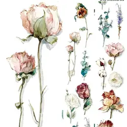 Bande de papier washi à fleurs pour bricolage, bande décorative pour scrapbooking, pour journal et carnet de notes 