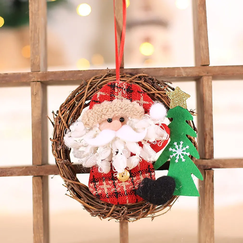Creativ Венок Дверь висячая труба Рождественская елка украшение Рождественская маленькая фигурка ротанга венок ротанга кулон