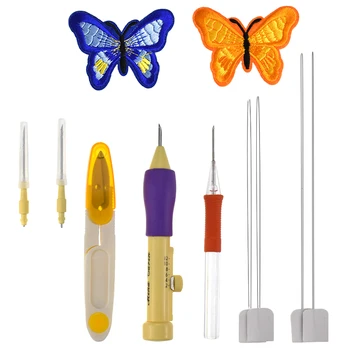

1 Set Embroidery Stitching Punch Pen Set with Embroidered Butterfly Patterns Punch Needle for Threaders DIY Tool with Case