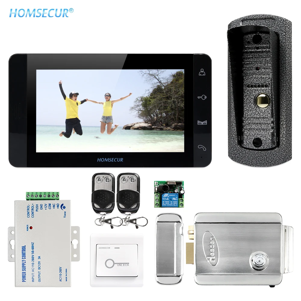 HOMSECUR 7 &quotВидеодомофон безопасности + Черный Монитор для Дома/Квартиры TC041 TM703