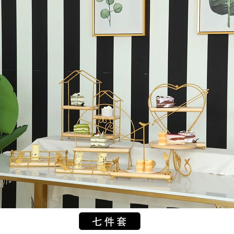 Дерева Десерт закуски рамки Woodiness подставки для пирога многоэтажных Свадебные лес Системы десерт маятник платформа - Цвет: 7pcs in set