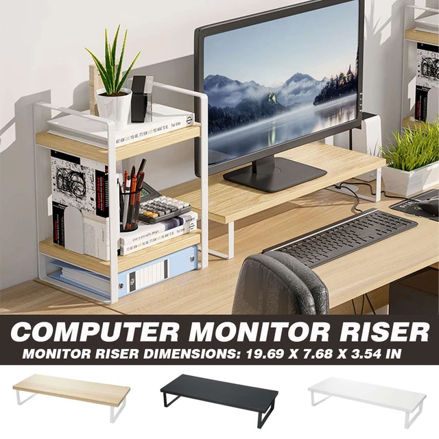 Support en bois pour ordinateur de bureau, support pour moniteur d' ordinateur portable, étagère, support pour écran multifonctionnel,  fournitures de bureau - AliExpress