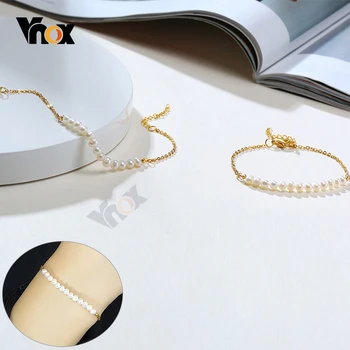 

Vnox Elegant Freshwater Pearl Charm Bracelets for Women Lady Jewelry Stainless Steel Chain Birthday Anniversary Gifts for Her