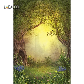 

Laeacco Green Screen Fairytale Forest Trees Scene Baby Photography Background Customize Photographic Backdrop For Photo Studio
