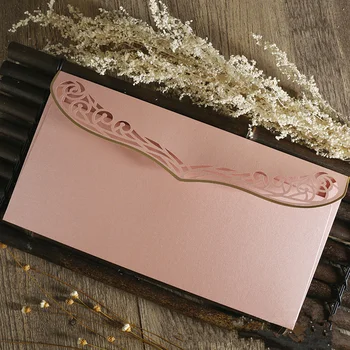 

25pcs/lot Hot Stamping Envelope Light Pinck Wedding Invitation Card Vintage European Style Fesstival Invitation Card