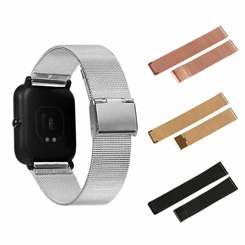 Ремешок для Amazit Bip браслет из нержавеющей стали Xiaomi Huami Amazfit Youth Milanese металлический