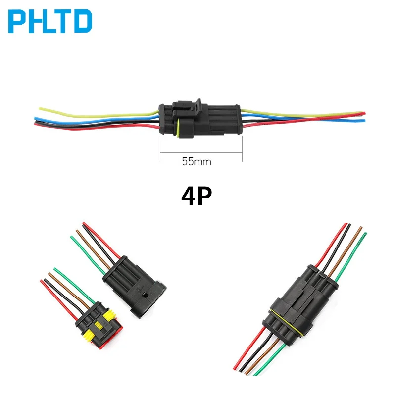 Водонепроницаемый разъем комплект 1/2/3/4/5/6 Pin AMP супер печать Водонепроницаемый провод разъем мужской и женский разъем автомобиля Водонепроницаемый разъем - Цвет: 4P