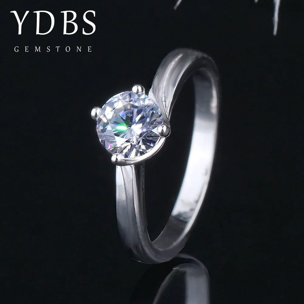 YDBS кольцо из белого золота 14 к 1ct Moissanite Diamond ювелирные изделия обручальное с