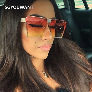 

SGYOUWANT Fashion Sunglasses Unique Oversize Shield Gradient Vintage Eyeglasses Frame for Women Retro Eyewear UV400 Gafas se dol