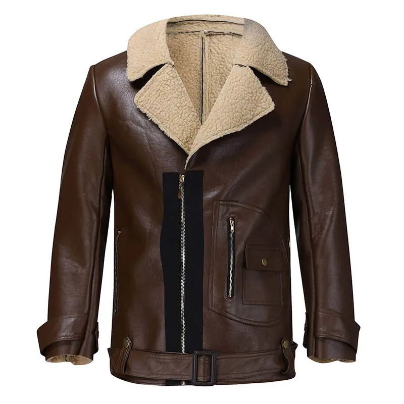 KIOVNO Men Winter Leather Jackets And Coats Fleece Thicken Jackets Outwear For Male Clothing Size S-3XL Windbreak (11)